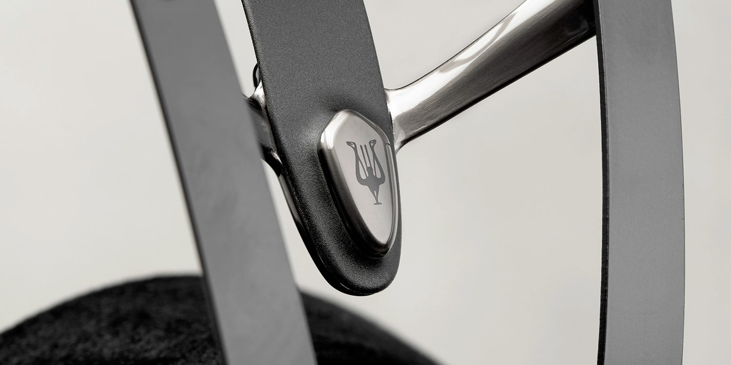 Meze Audio 105 AER best open back hifi audiophile premium headphones headband view with lateral Meze Audio logo