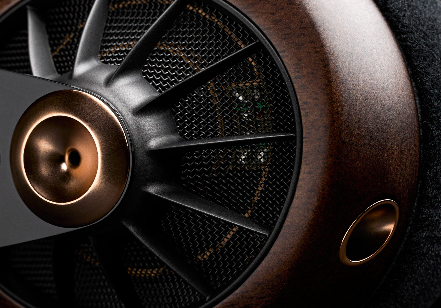 Meze Audio 109 PRO open back audiophile headphones outside wooden cup close-up