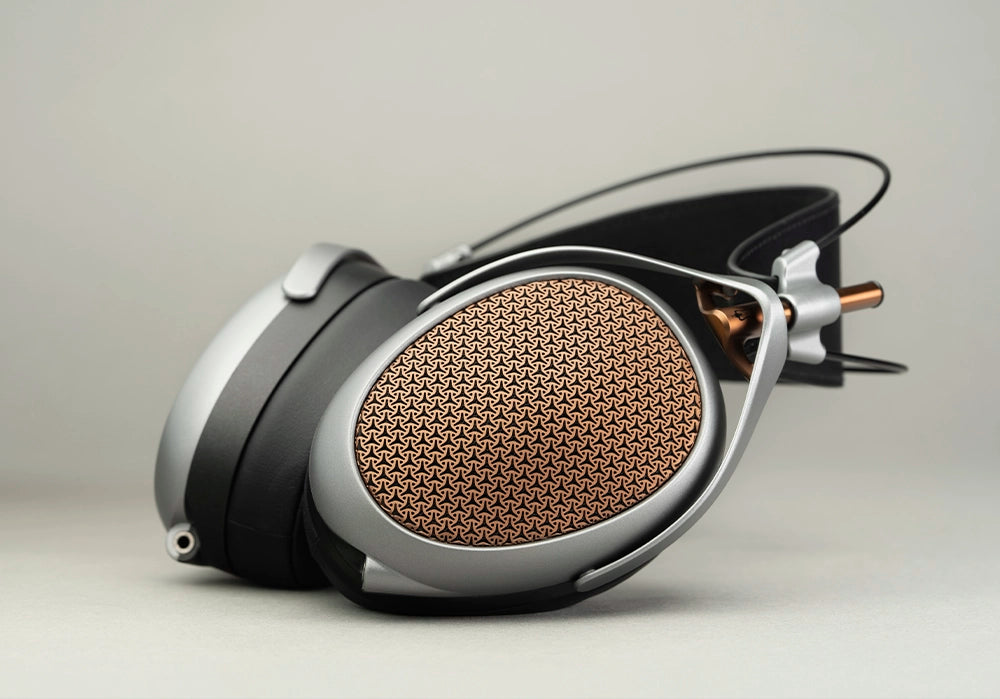 Meze Audio POET planar magnetic open-back headphones copper ear cups premium build hero shot