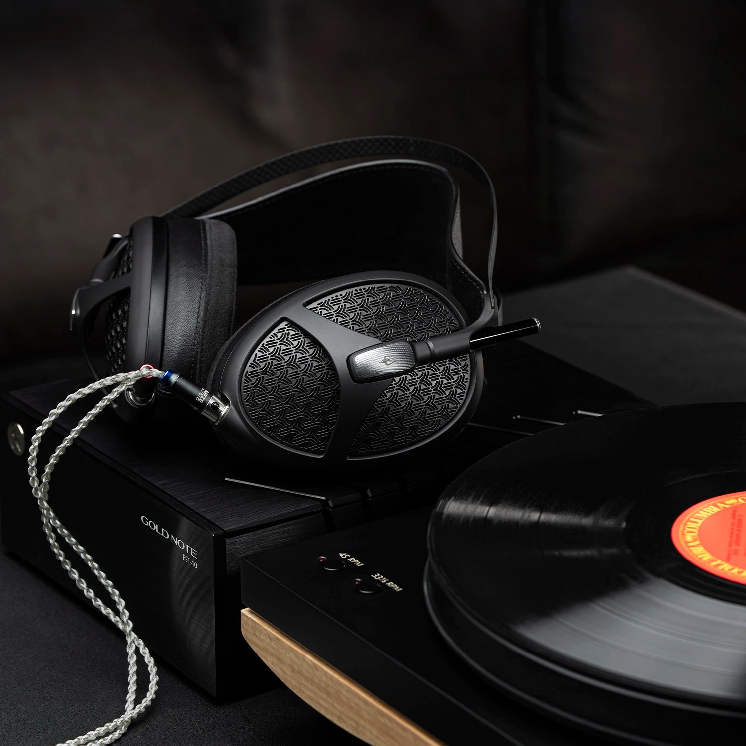 Meze Audio Empyrean II premium hifi open-back planar magnetic headphones with turntable